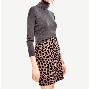 Ann Taylor Leopard Animal Print Wool A-Line Mini Skirt size 12